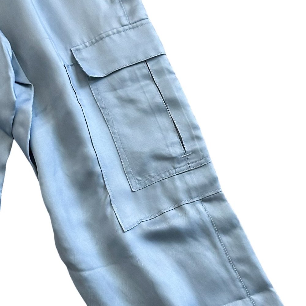 cinq à sept Light Blue Satin Jumpsuit - Picture 6 of 10